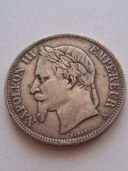 Francja 5 Franków Napoleon III 1870 r