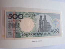 Banknoty Miasta polskie od 500 zl do 1 zł 1990 r stan UNC
