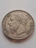 Belgia 5 Franków Leopold II 1874 r