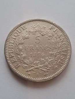 Francja 5 Franków Herkules 1874 r
