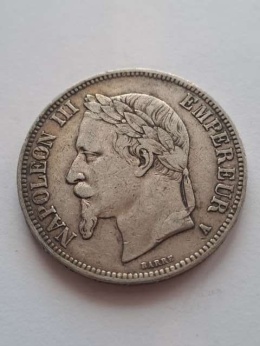 Francja 5 Franków Napoleon III 1868 r