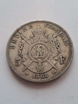 Francja 5 Franków Napoleon III 1868 r