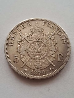 Francja 5 Franków Napoleon III 1870 r