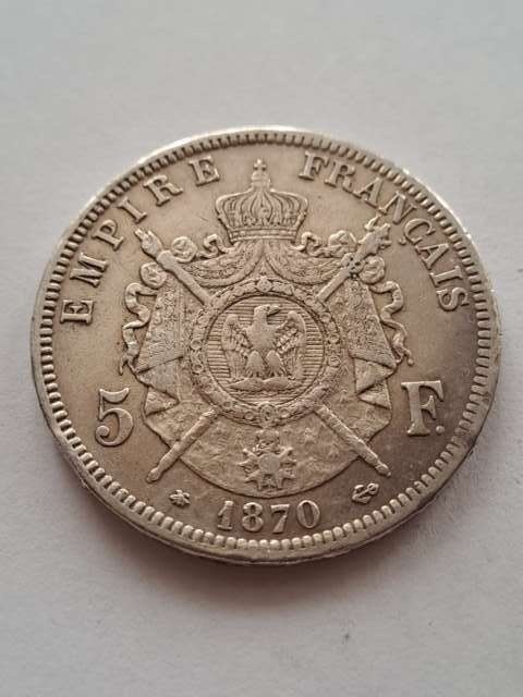 Francja 5 Franków Napoleon III 1870 r