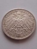 Niemcy 3 Marki Wilhelm II Prusy 1910 r
