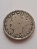 USA 5 Centów Liberty 1908 r