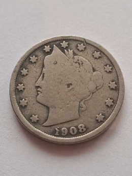 USA 5 Centów Liberty 1908 r