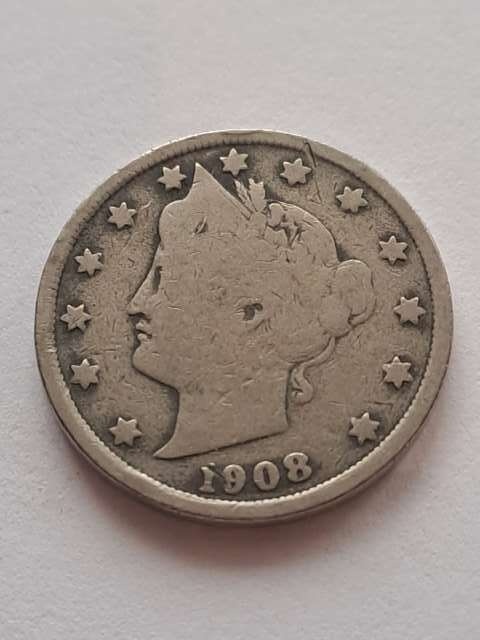 USA 5 Centów Liberty 1908 r