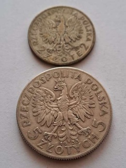 2 i 5 zł Głowa Kobiety 1933 r