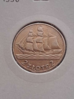 2 zł Żaglowiec 1936 r