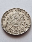 Francja 5 Franków Napoleon III 1868 r