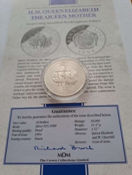 Nauru 10 dolarów Pałac Buckingham 1994 r proof
