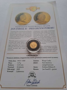 Wyspy Cooka 10 dolarów Jan Paweł II 2009 r