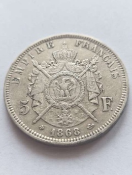 Francja 5 Franków Napoleon III 1868 r