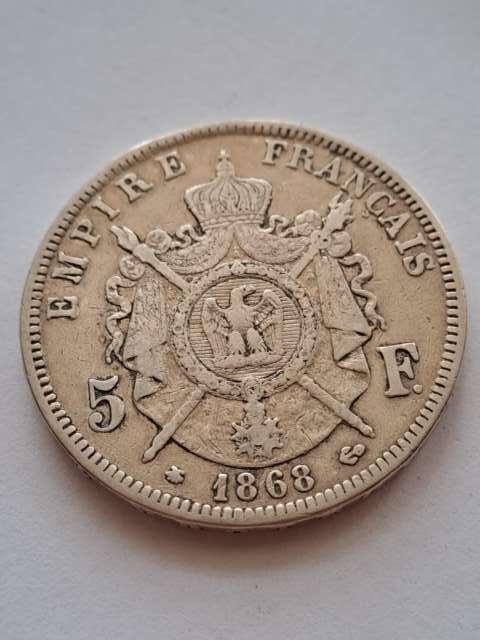 Francja 5 Franków Napoleon III 1868 r