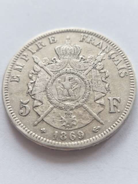 Francja 5 Franków Napoleon III 1869 r