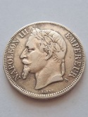 Francja 5 Franków Napoleon III 1867 r