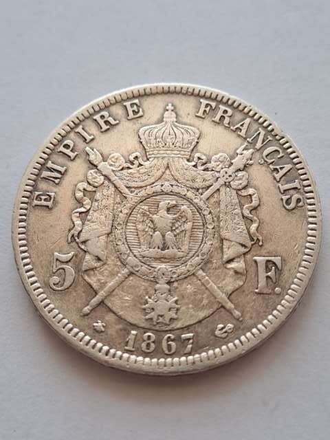 Francja 5 Franków Napoleon III 1867 r