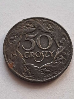 Generalna Gubernia 50 Groszy 1938 r bez znaku