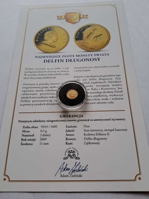 Niue 2 dolary Delfin Długonosy 2009 r
