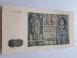 Banknot 50 złotych 1941 r seria A