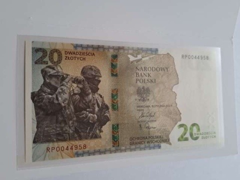 Banknot 20 zł Ochrona Polskiej Granicy 2022 r stan UNC