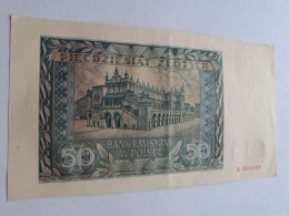 Banknot 50 złotych 1941 r seria A
