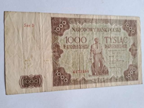 Banknot 1000 zł 1947 r seria D