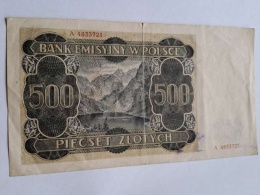 Banknot 500 złotych 1940 r seria A