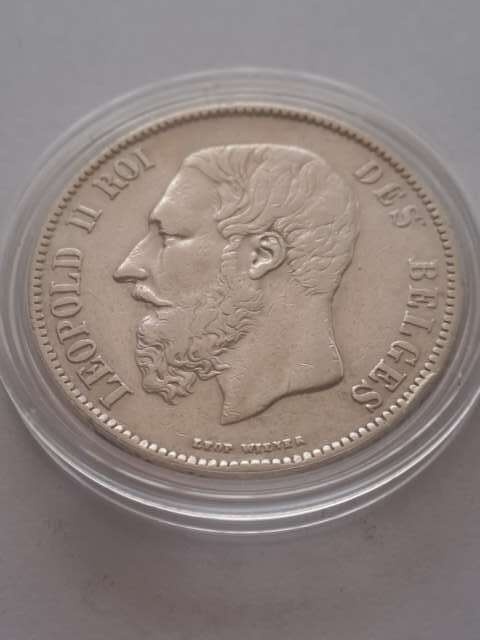 Belgia 5 Franków Leopold II 1870 r