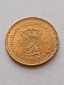Holandia 5 Guldenów Wilhelmina 1912 r