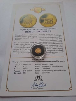 Kongo 1500 Franków Remus i Romulus 2007 r