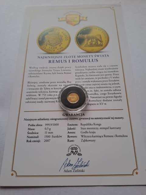 Kongo 1500 Franków Remus i Romulus 2007 r