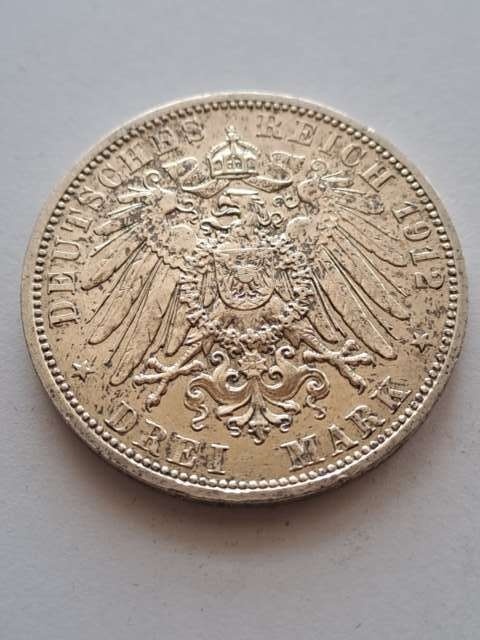 Niemcy 3 Marki Wilhelm II Prusy 1912 r