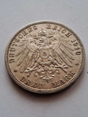 Niemcy 3 Marki Wilhelm II Prusy 1910 r