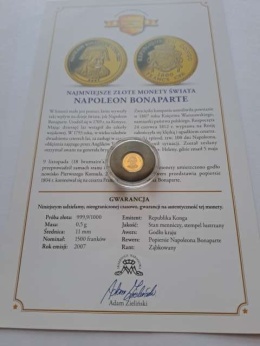 Kongo 1500 Franków Napoleon 2007 r