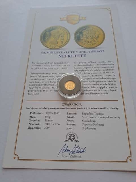 Togo 1500 Franków Nefretete 2007 r