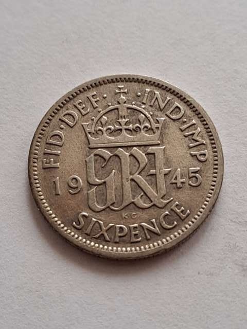 Wielka Brytania 6 Pensów Jerzy VI 1945 r