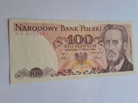 Banknot 100 zł Ludwik Waryński 1986 r seria NT