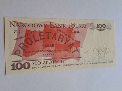 Banknot 100 zł Ludwik Waryński 1986 r seria NT