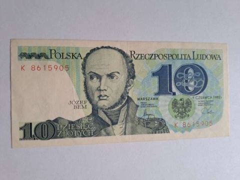 Banknot 10 zł Józef Bem 1982 r seria K
