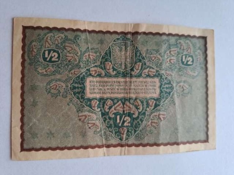 Banknot 1/2 marki polskiej 1920 r
