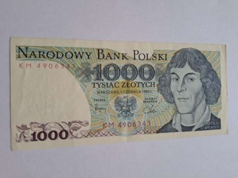 Banknot 1000 zł Mikołaj Kopernik 1982 r seria KM