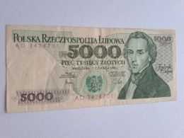 Banknot 5000 zł Fryderyk Chopin 1982 r AD