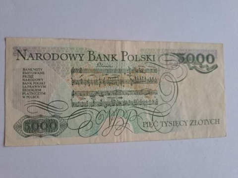 Banknot 5000 zł Fryderyk Chopin 1982 r AD