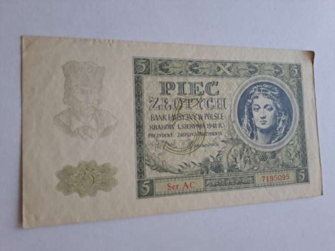 Banknot 5 złotych 1941 r seria AC