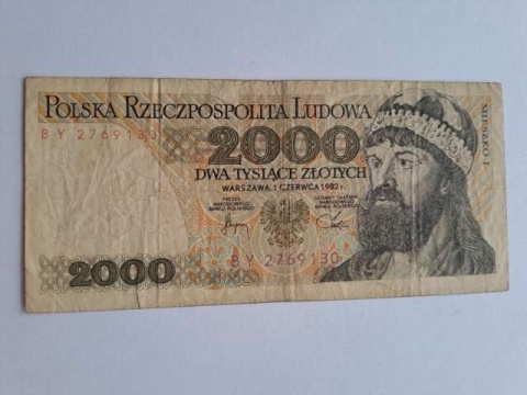 Banknot 2000 zł Mieszko l 1982 r seria BY