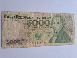 Banknot 5000 zł Fryderyk Chopin 1988 r CP