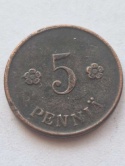 Finlandia 5 Pennia 1922 r