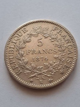 Francja 5 Franków Herkules 1874 r